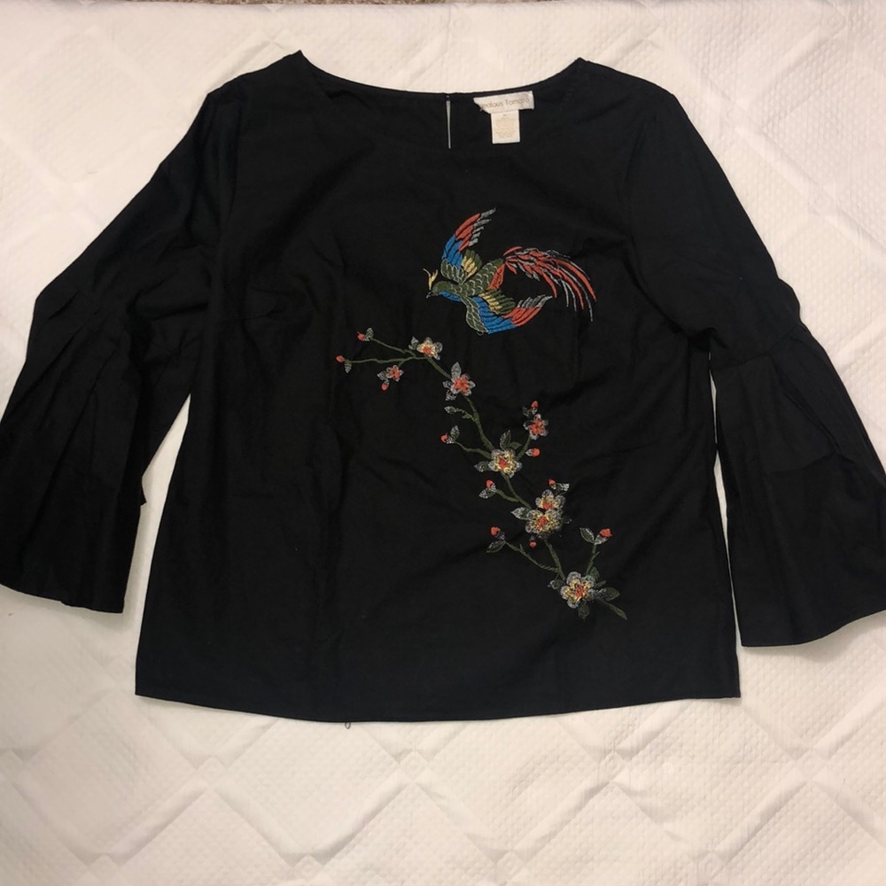Black Top w/ Embroidered Phoenix